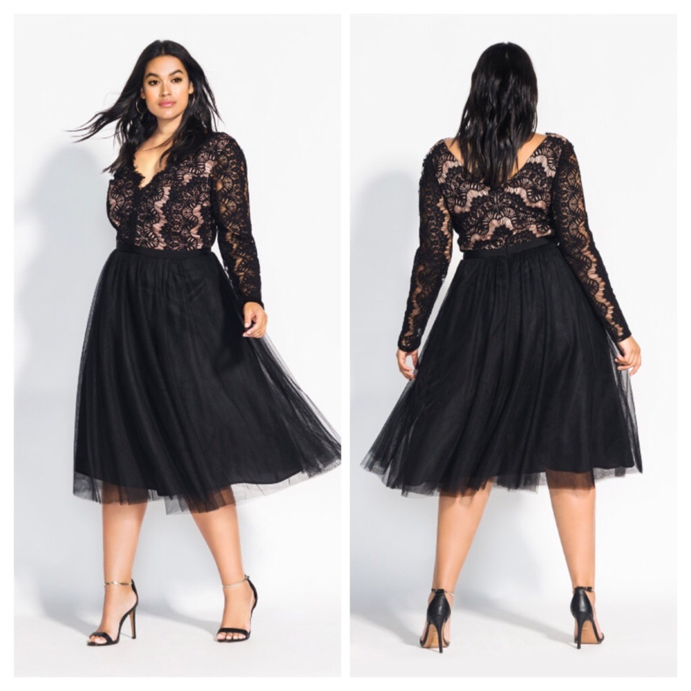 City Chic Rare Beauty Lace Fit & Flare Dress Sz 24